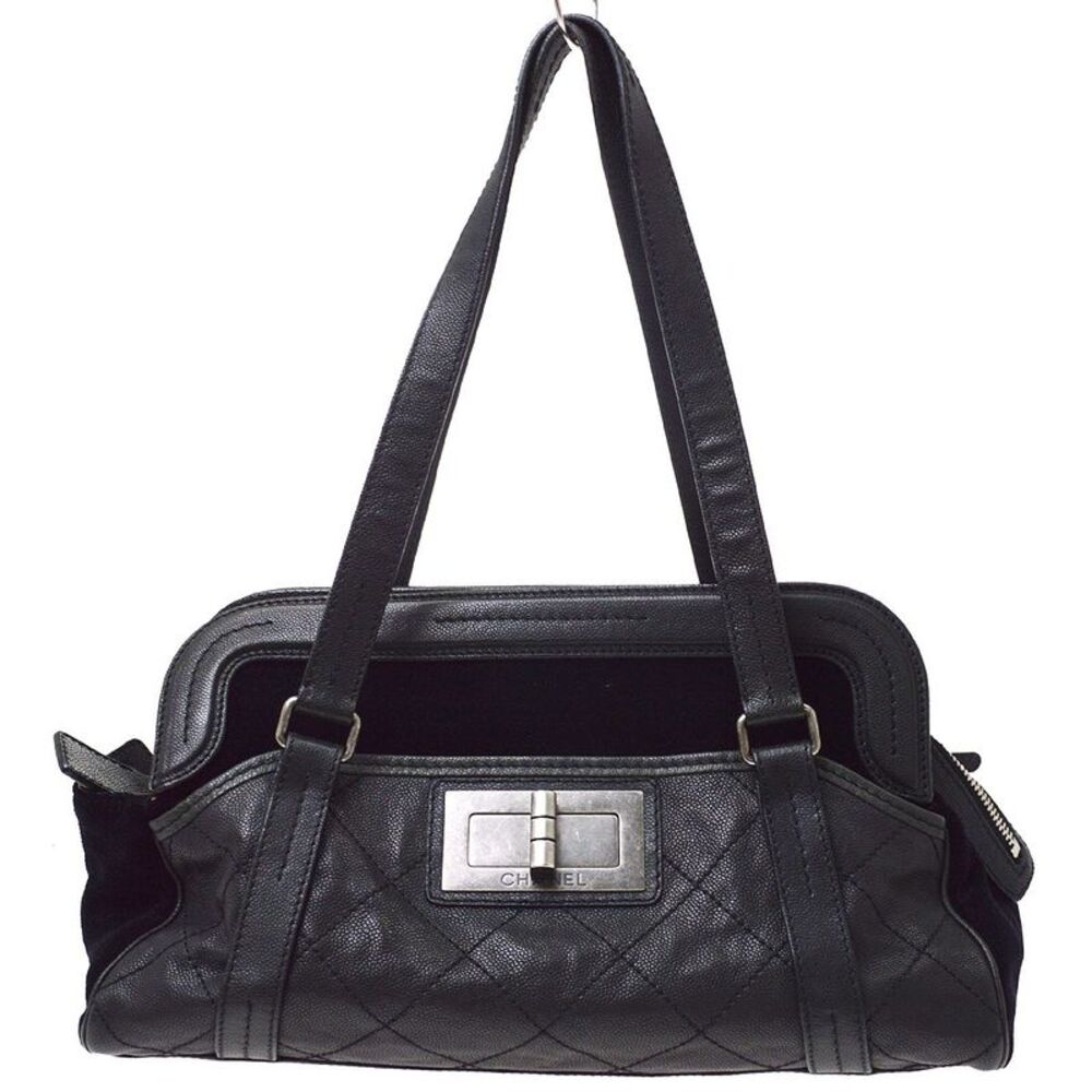 Chanel 2.55 Leather Black Leather Shoulder Bag Bag
